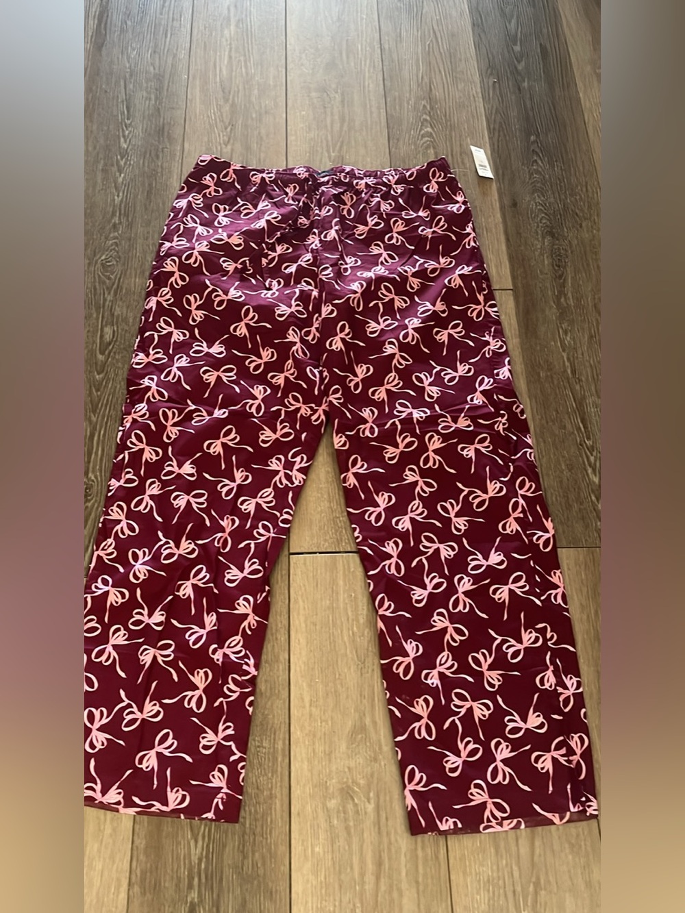GAP Maroon and Light Pink Bow Print Pajama Pants